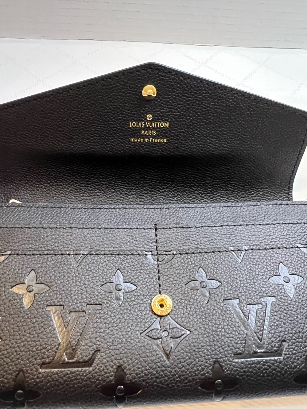Designer Inspired Monogram Empreinte Leather Envelope Flap Snap Wallet NEW